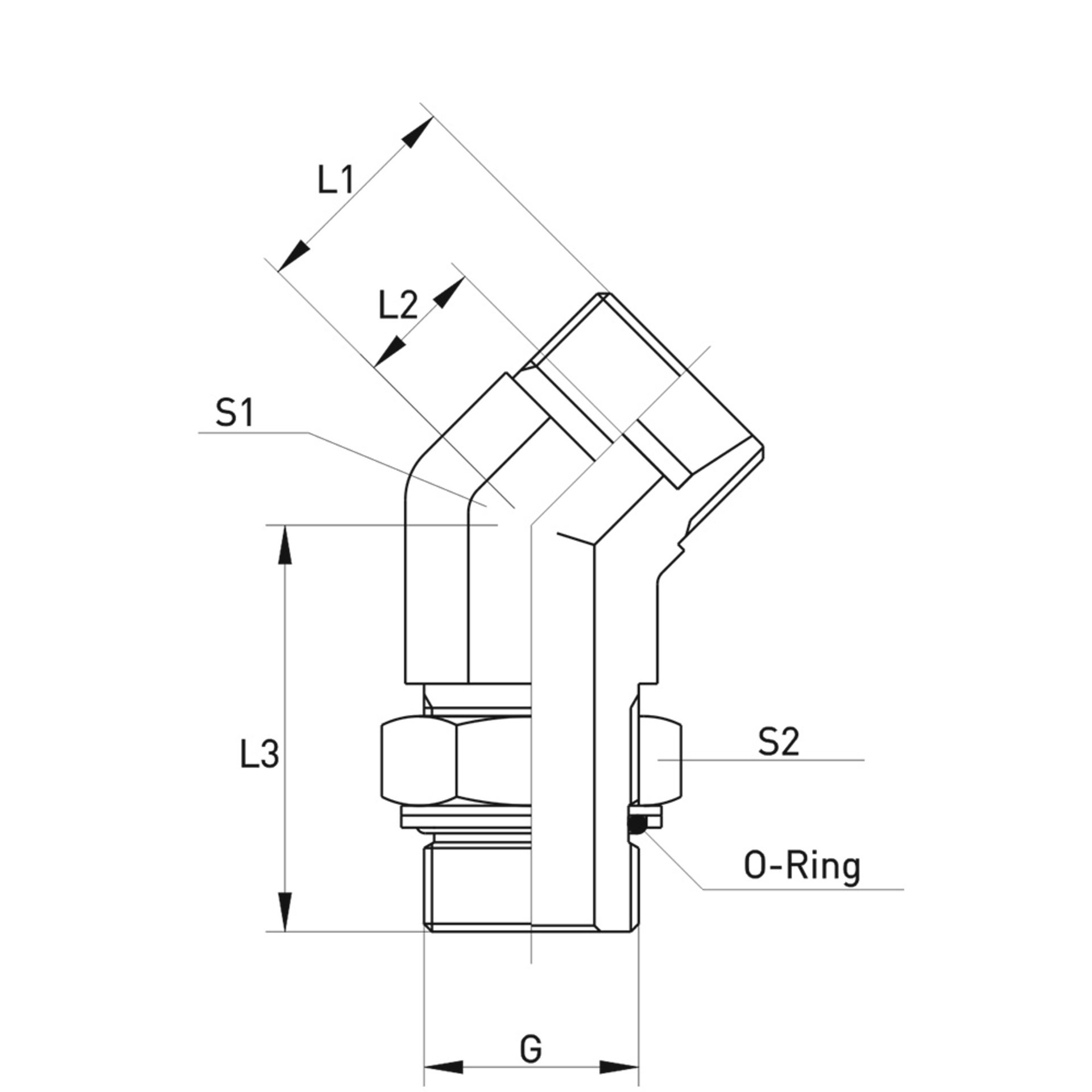 XVEE-R Einstellbare 45°-Winkelstutzen