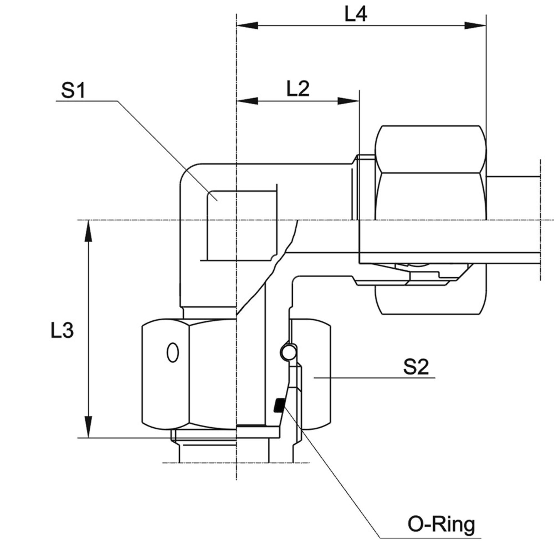 EW Einstellbare 90°-Winkelverschraubung