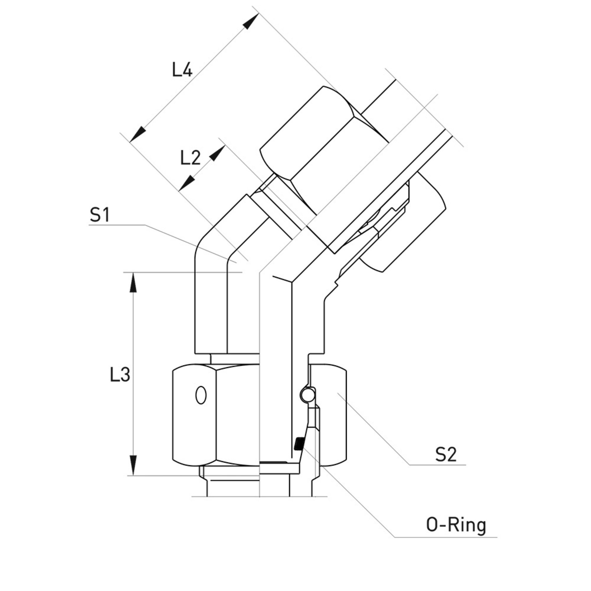 EV Einstellbare 45°-Winkelverschraubung