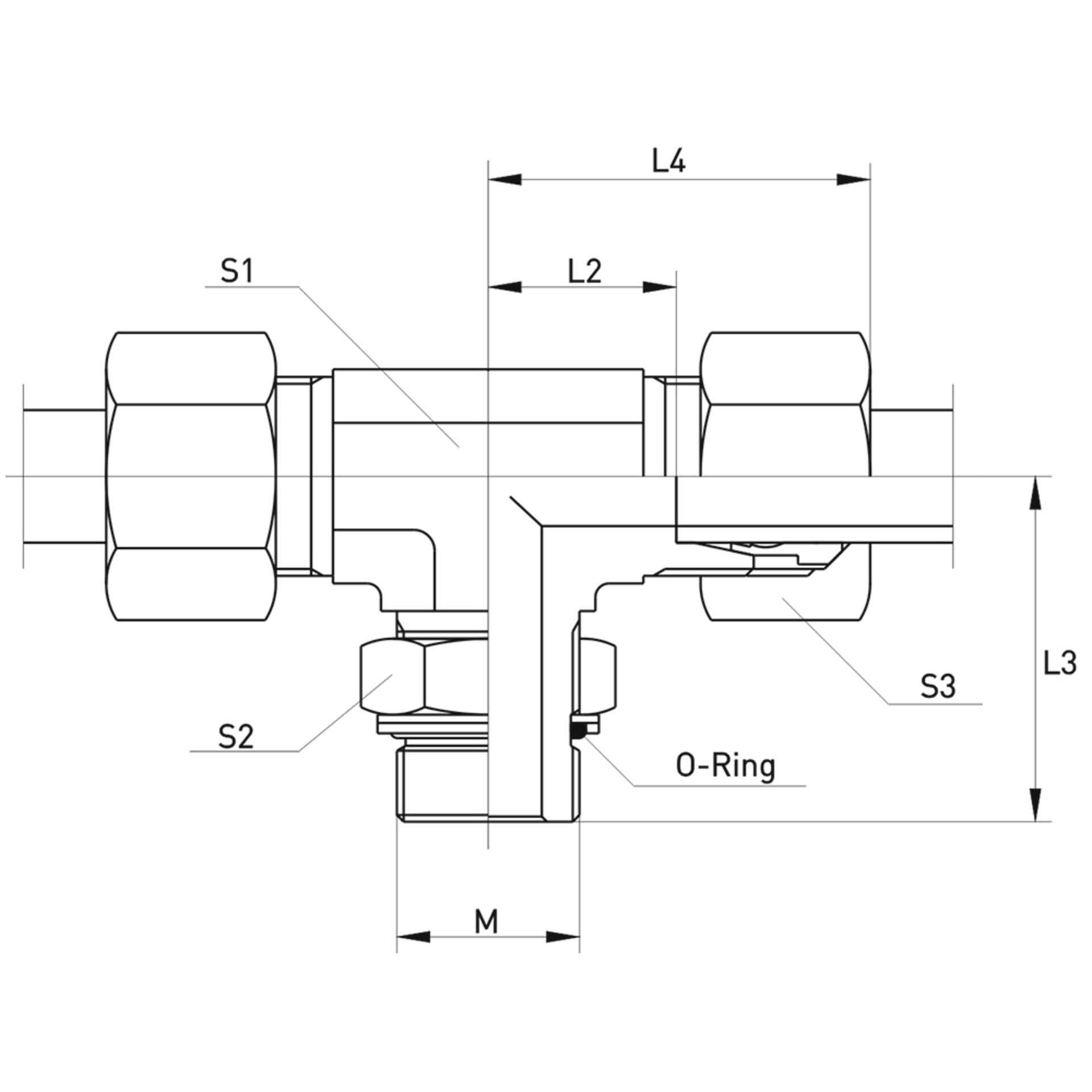 TEE-M Einstellbare T-Verschraubung