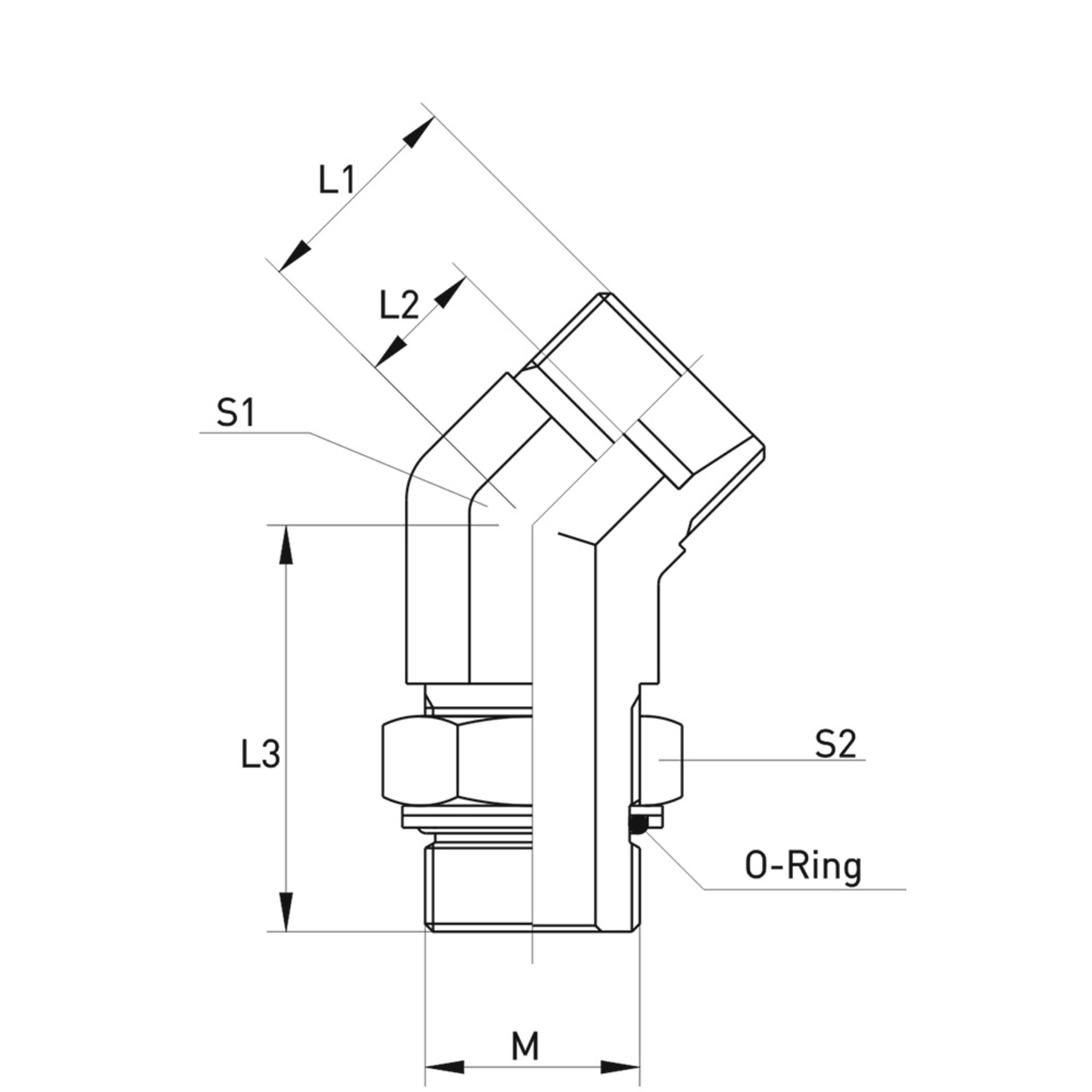 XVEE-M 45° Einstellbare Winkelstutzen